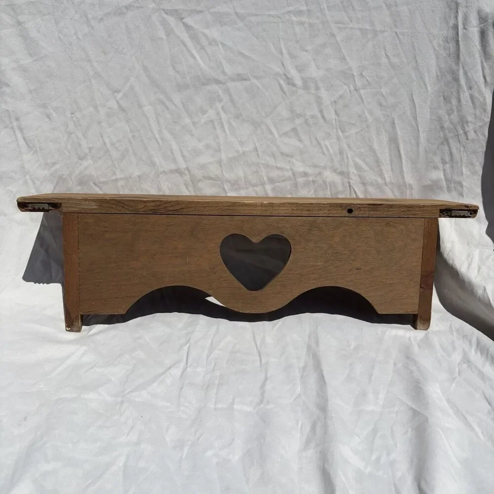 VTG Granny Core Wood Cut Out Heart Wall Shelf 23 Inches Long Cottagecore